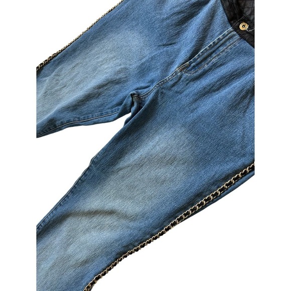 DG2 by Diane Gilman Baby Bootcut Gold Chain Leather Pocket Jeans Size Women's14P - Picture 5 of 12